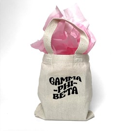 sockprints Mod Design Gamma Phi Beta Mini Tote Bag - Gift Tote Bags for Sorority - Mini Goodie Bag - Sorority Gift Bag