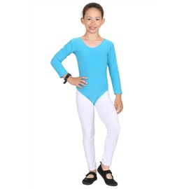 Hamishkane New Kids Girls Uniform Leotard Dance Gymnastics Ballet Long Sleeve Leotards Top Turquoise