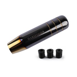 HARIFOGER Universal Black Gold Shift knob 5.1" Aluminum Weighted Manual Gear Stick Shifter Car Lever Cover Head with 3 Threaded Adapters M8 M10 M12 x 1.25