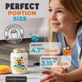 Bentoheaven Kids Food Jar (10oz) - Vacuum Insulated Food Container - Premium Double Wall Stainless Steel - Easy to Open - Keeps Soup & Food Hot/Cold - Lunch Box Thermos for Hot Food Kids (Orange Gray)