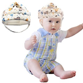 Norhogo First Steps Helmet, Adjustable Helmet, Child Safety Hat Made of Shockproof Cotton for Running and Crawling, Blue Dinosaur