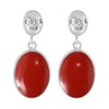 Classy Double Oval Reconstructed Red Coral Inlay .925 Sterling Silver