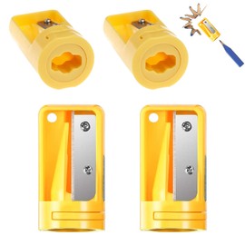 Zimmermann sharpener, pack of 4, handheld single-hole sharpener for flat carpenter pens and also as a pencil sharpener, yellow, suitable for artists and craftsmen