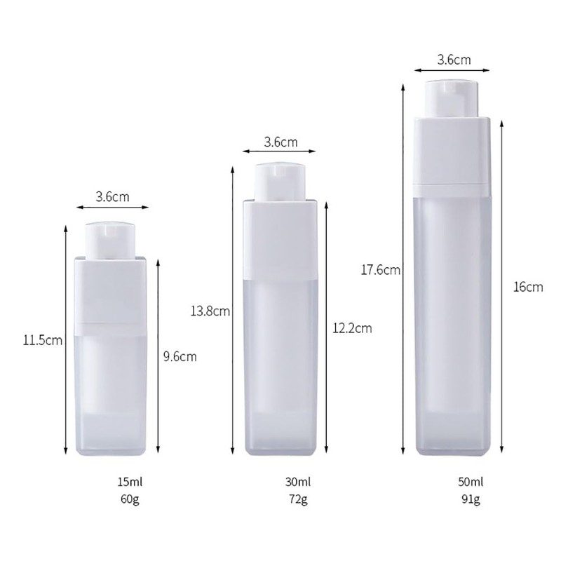 2pcs Square Essence Dispensers Frosted Airless Pump Bottles - Plastic