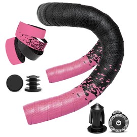 POMFAEE 2PCS Bike Handlebar Tapes, Bicycle Handlebar Tape, Road Bike Handlebar Tape, Cycling Handle Wraps, Comfortable, Durable, Anti-Slip, Sweat-Absorbing Design, Pink