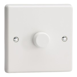 Varilight 1-Gang 2-Way Push On/Off Rotary LED Dimmer 1 x 0-120W (1-10 LEDs) White Plastic with White Knob
