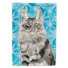 Caroline's Treasures CK3109GF Maine Coon Winter Snowflake Garden Flag, Blue Mailbox Flag Decorative Yard Flag Banner Outside Patio Artwork Yard Flower Beds, Garden Size, Multicolor