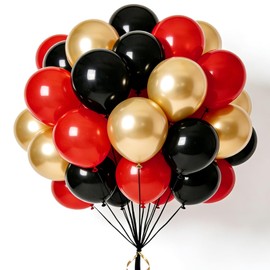 Pack of 100 Balloons Black Red Gold 12 Inch Black Golden Balloons for Boys Girls Birthday Engagement Party Balloon Decoration Graduation New Year's Eve Decoration