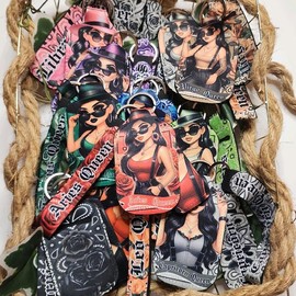 Zodiac Sign Keychain Lanyard for Keys Includes Handsanitizer and Chapstick Holder - Color: Taurus Queen