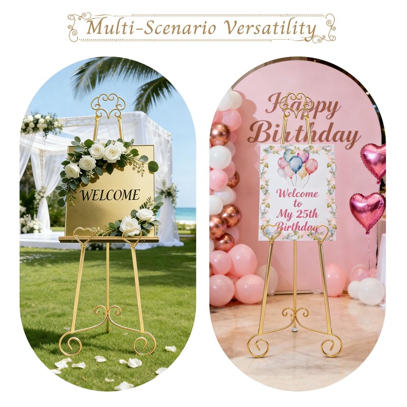 Gold Easel Stand for Sign,Heavy Duty Metal Adjustable Display Easel