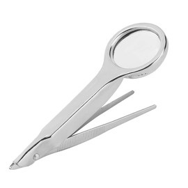 10 x magnifying tweezers, portable stainless steel multifunctional tweezers with 10 x magnifying glass