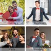 AHEJIOO Men's Red Bow Tie, Bow Tie and Pocket Square