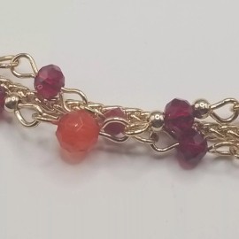 Style&co. Style & co Anklet Ankle Bracelet GoldTone Red Beaded Multi-Strand 9" +1.5" JLY99
