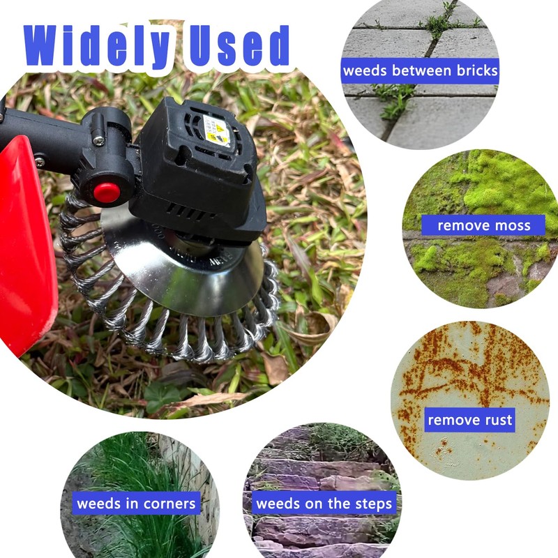 NeJesZoe 8 Inch Steel Wire Weed Wheel Brush Cutter Trimmer