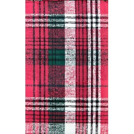Elrene Home Fashions Seasons Greetings Rustic Country Christmas Tartan Black Red Green White Plaid Flannel Backed Vinyl Tablecloth (52" x 102" Oblong)