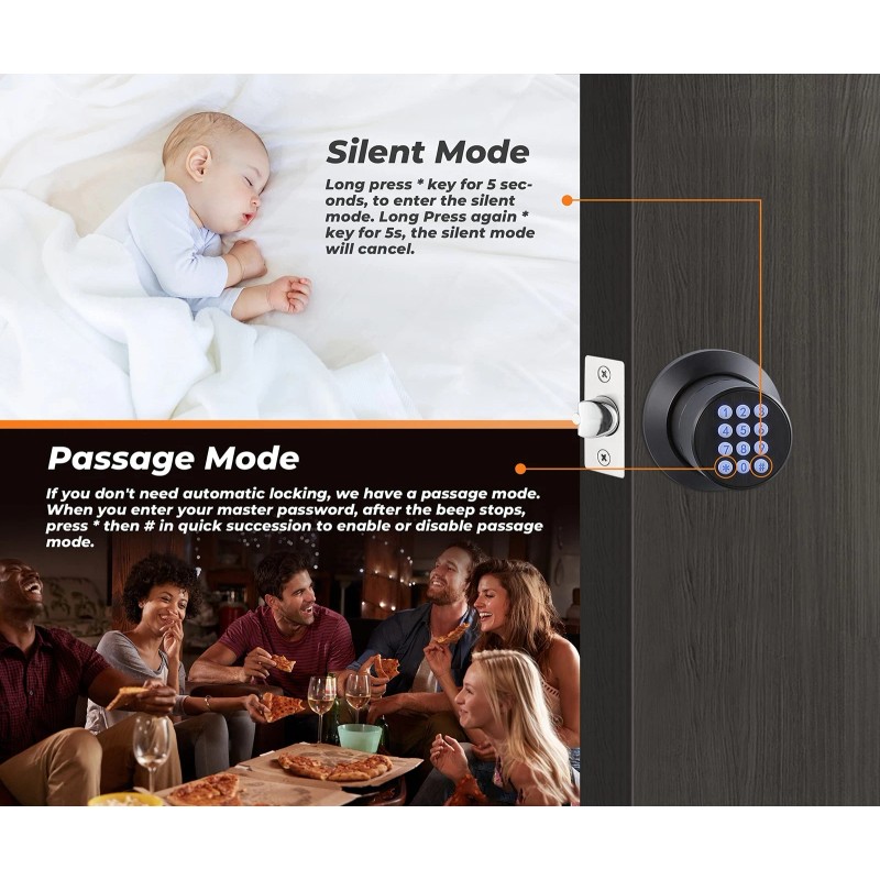 Buoan Keypad Door Knob Lock, Keyless Entry Door Lock with