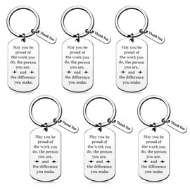 Inbagi 6 Pcs Thank You Gifts for Women Men Appreciation Keychain Gifts for Coworker Employee Teacher (Rectangle Style)