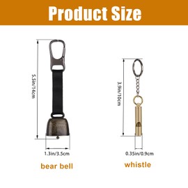 Bear Bell and Whistle, Loud Bear Bell Emergency Whistle Bear Bells Carabiner for Hiking Camping Outdoor Fishing Climbing Mountain Bike Survival Travel
