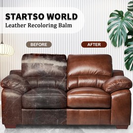 STARTSO WORLD Leather Recoloring Balm 12OZ- Leather Repair Kit for Restore Furniture, Couches, Car Seats, Clothing, Restore The Color to Scratched and Faded, (Maroon)