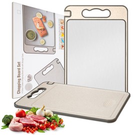 Kodia Stainless Steel Cutting Boards for Kitchen, Metal Cutting Board Double-Sided, Large Size 14.5" x 9.8", Food-Grade, PP Chopping Boards with Stainless Steel 304 Handles, Easy to Clean