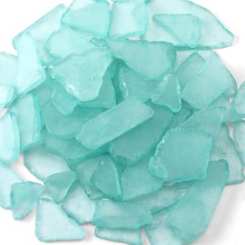 Jetec Sea Glass for Crafts Seaglass Pieces Decor Flat Frosted Sea Glass Vase Filler Crushed for Beach Wedding Party Decor Home Aquarium DIY Art Craft Supplies(Blue Green)