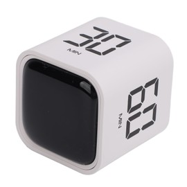 Digital Cube Pomodoro Timer, 5/10/30/60 Min LED Display Rotation Timer, 99 Min Manual Countdown Countup Timer with Adjustable Volume, Vibration, Pause, Reset Functions (White)