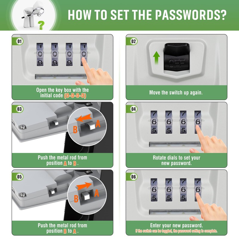 Key Lock Box for Outside with Light Up Dials -