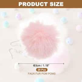 PATIKIL Faux Fur Pom Poms for Hats, 20 Pcs Fluffy Soft Fur Poms Balls with Elastic Loop for Keychain Knitting Hats DIY Scarves Gloves Bag Christmas, Light Pink