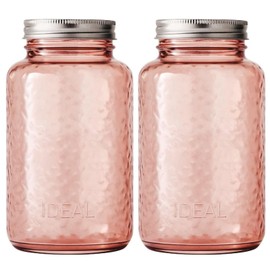 Bexter 1-Pack 32 oz Rose Pink Mason Jar – Made in USA – Regular Mouth Glass Jar with Lid & Band – Vintage Decorative Storage for Canning, Kitchen, Crafts & Gifts