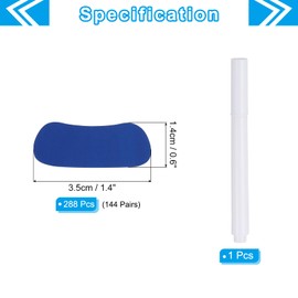 PATIKIL 144 Pairs Sports Eye Black Stickers, Under Eye Black Strips Football Face Stickers Breathable Eyeblack Sticker with 1 Pcs White Pencil for Baseball Fans on Game Day, Blue