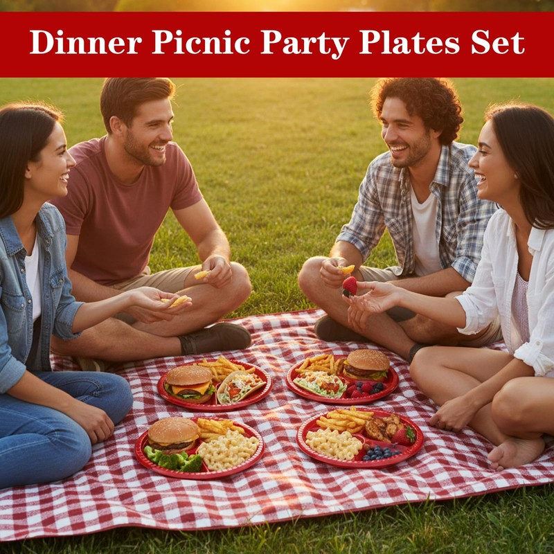 Tolare 100 Pcs 10 Inch 3 Compartment Plates Plastic, Divided