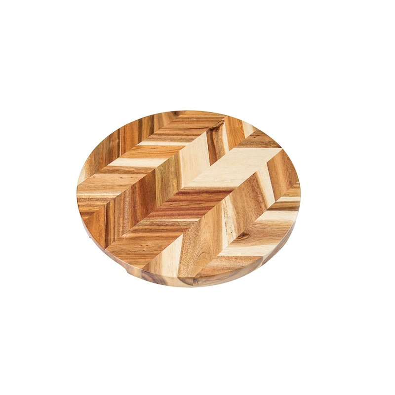 Lipper International Acacia Herringbone Round Cutting and Serving Board with