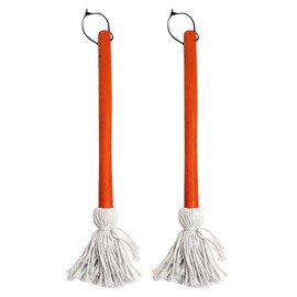 Chef Craft Set of 2 BBQ Basting Mops with Wood Handle and Cotton Head, Barbeque Sauce Basting Mops