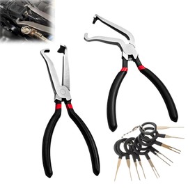 2 Pcs Electrical Disconnect Pliers, Electrical Plug Pliers with 8 Pcs Terminal Removal Tools, Automotive Hose Disconnect Tools for Push Tab Style Plugs