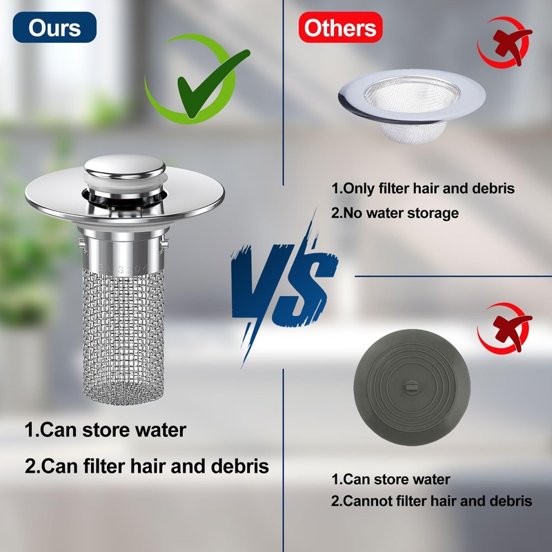 2024 New Pop Up Bathroom Sink Drain Strainer Hair Catcher,