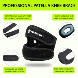 SOLOEVER Patella Knee Brace for Knee Pain, Dual Patellar Tendon Support Strap with Gel Pad for Men and Women, Adjustable Knee Pad for Meniscus Tear, Knee Compression Sleeve for Arthritis, Tendonitis