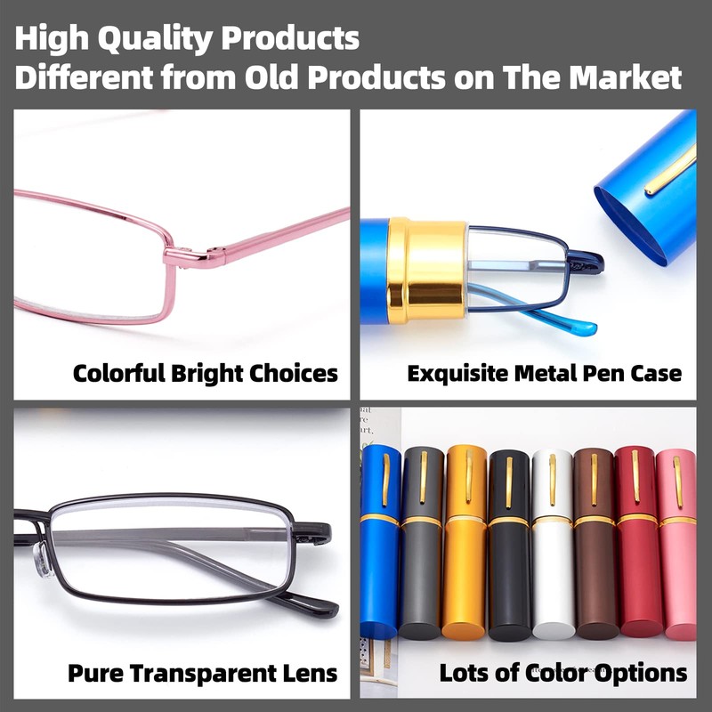 HIGHLIKE 2-Pack Slim Pocket Reading Glasses Men Women, Compact Readers