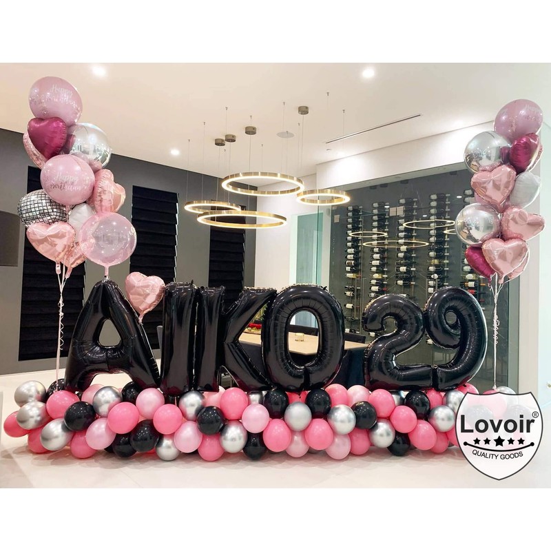 Lovoir 40 Inch Large Black Letter A Mylar Balloons for