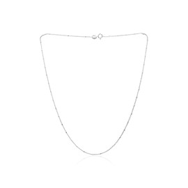 SEA OF ICE Sterling Silver 1mm Diamond-Cut Bead Station Rolo Chain Necklace, Size 24"