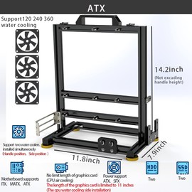 PC Creative Assembly Frame Test Bench，Open Air Frame Case, DIY Computer Motherboard Case Rack, ITX ATX MATX/EATX Open Aluminum Frame Chassis (ATX)