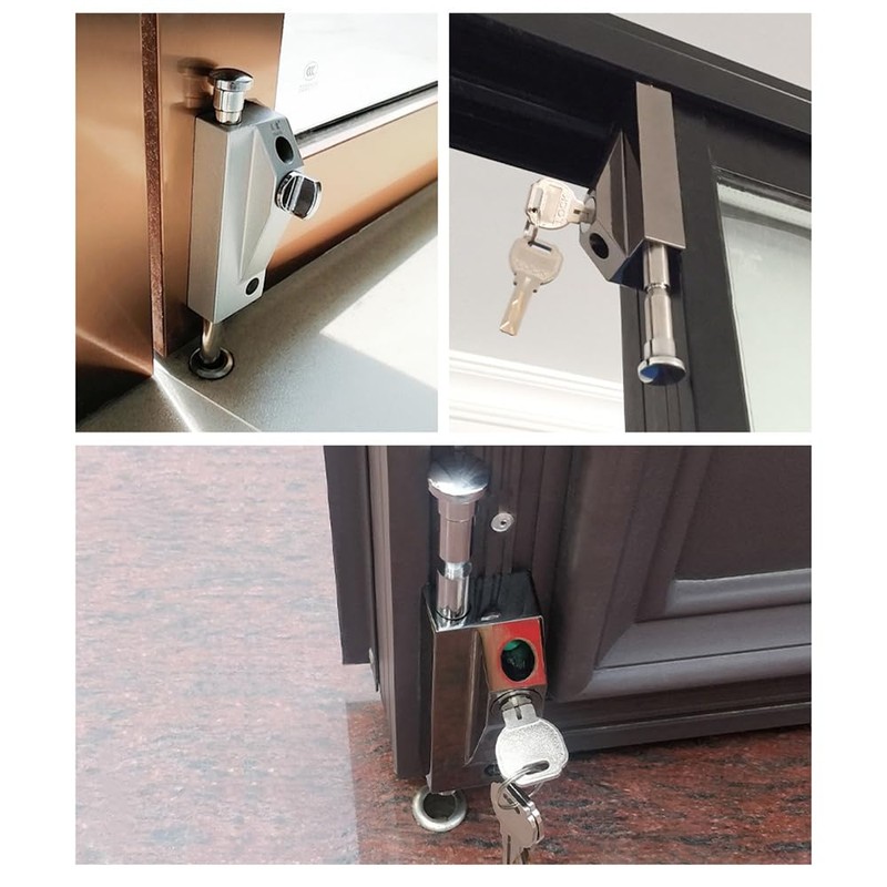 PINGPINGXIE Patio Door Lock，Sliding Patio Door Keyed with Door Latch