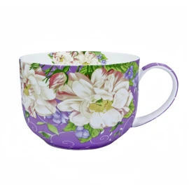 Yaparhill 25oz Large Coffee Cups Soup Mugs with Handles Traditional Large Coffee Cup Large Bone China Coffee Mugs Cups for Coffee Cereal Latte Soups (Romantic Purple)