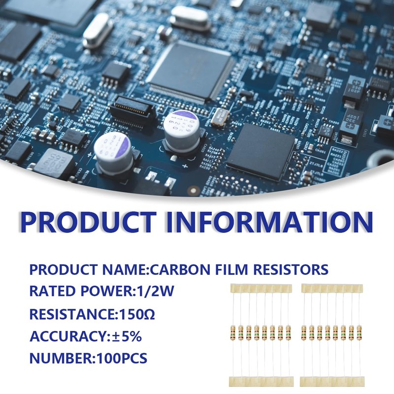 Innfeeltech 100 Pcs 1/2W 5% Tolerance 150 Ohm Carbon Film