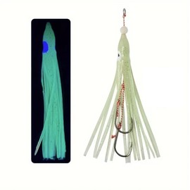 AMZfishing® Oktopus Naturköder System | Norwegen Angeln | Norwegen Köder | Oktopus Gummi | Meeresangeln Köder | Oktopus Beifänger (Fluo Typ 3, # 3/0)