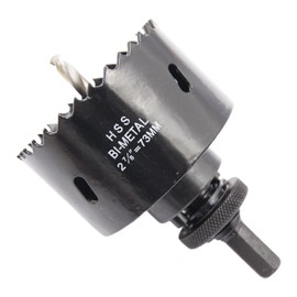 2.87inch Hole Saw, LAIWEI 73mm Hole Cutter with A2 Heavy Duty Mandrel, 4341 Drill Bit,Cutting Depth 38mm,for Drilling Holes in Wood, Aluminium Profiles, PVC and Metal Pipes (2-7/8")