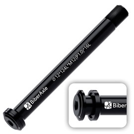 BiberAxle 12 mm Thru Axles for Bicycle Forks and Rear Bicycle Frame, Mountain Bike and Road Bikes, Aluminium Alloy Hub Adapter Axle, (Thread Pitch: 1.0 mm/Length: 124 mm)