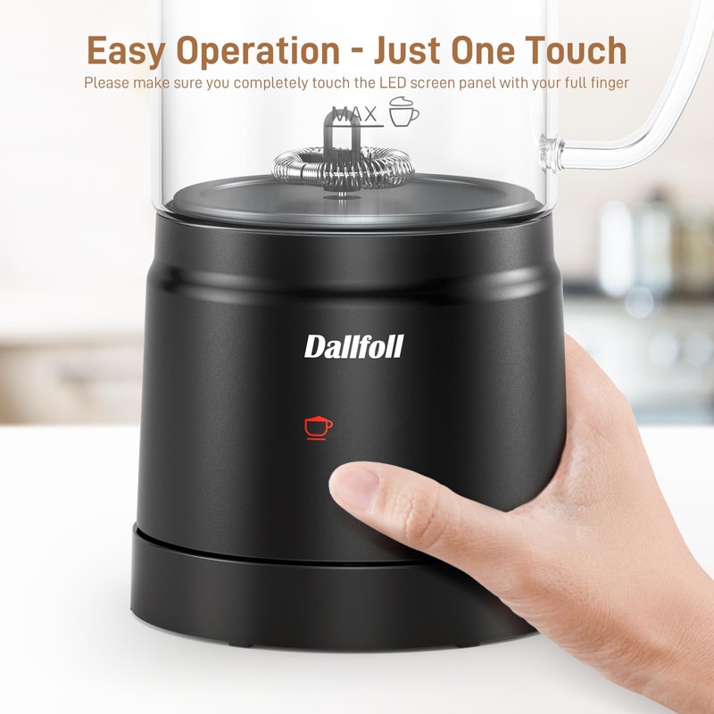Dallfoll Milk Frother, 4-in-1 Milk Frother and Steamer Electric, Visualized