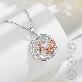 EUDORA Harmony Ball Sterling Silver Bear Mother Daughter Necklace for Women, Bear Mama Pendant for Mom Daughter Mother's Day Jewelry Gift from Daughter Son, 45 cm