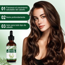 Aceite de Romero 60ml Cuidado Cabello Cejas Pestañas Barba Piel 100% puro orgánico, nutre el cuero cabelludo y la piel, ideal para cabello, cejas, pestañas y barba.