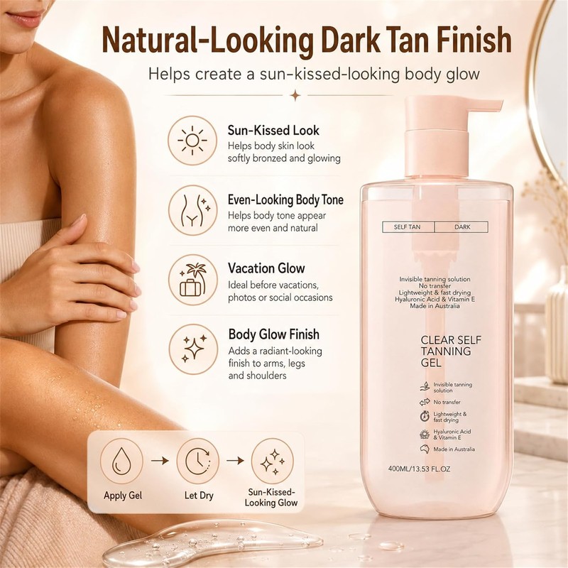 Clear Self Tanning Gel for Face Body, Transparent Hydrating Enhancer